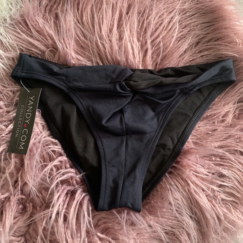 Black Low Rise Cheeky Bikini Bottom Black Small